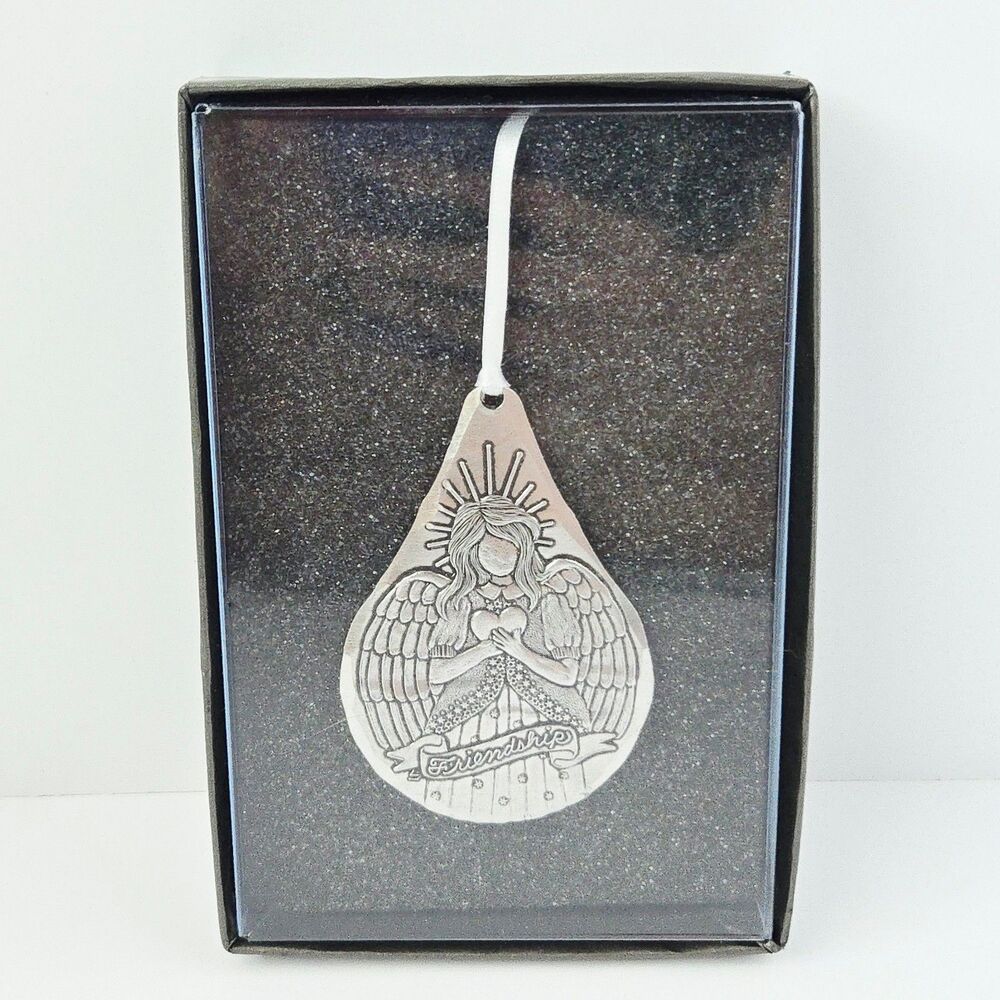 Wendell August Forge Friendship Angel Teardrop Ornament Aluminum Silver Decor